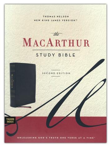 NKJV, MacArthur Study Bible, 2nd Edition, Genuine Leather, Black, Thumb-indexed, Comfort Print by 