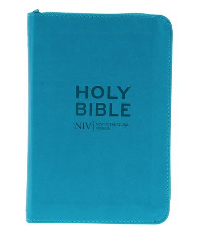 NIV Pocket Cyan Soft–tone Bible with Zip by 