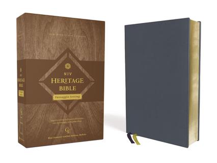 NIV Heritage Bible, Passaggio Setting, Genuine Leather, Buffalo, Blue, Line Matched, Art Gilded Edges, Comfort Print