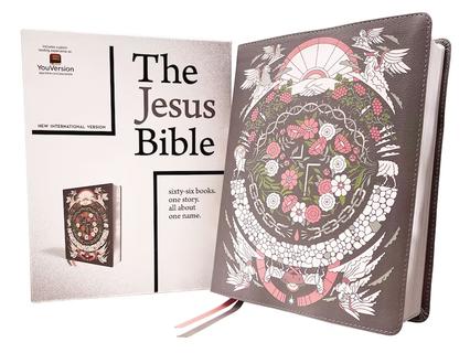The Jesus Bible Artist Edition, NIV, Leathersoft, Gray Floral, Comfort Print ~ Passion